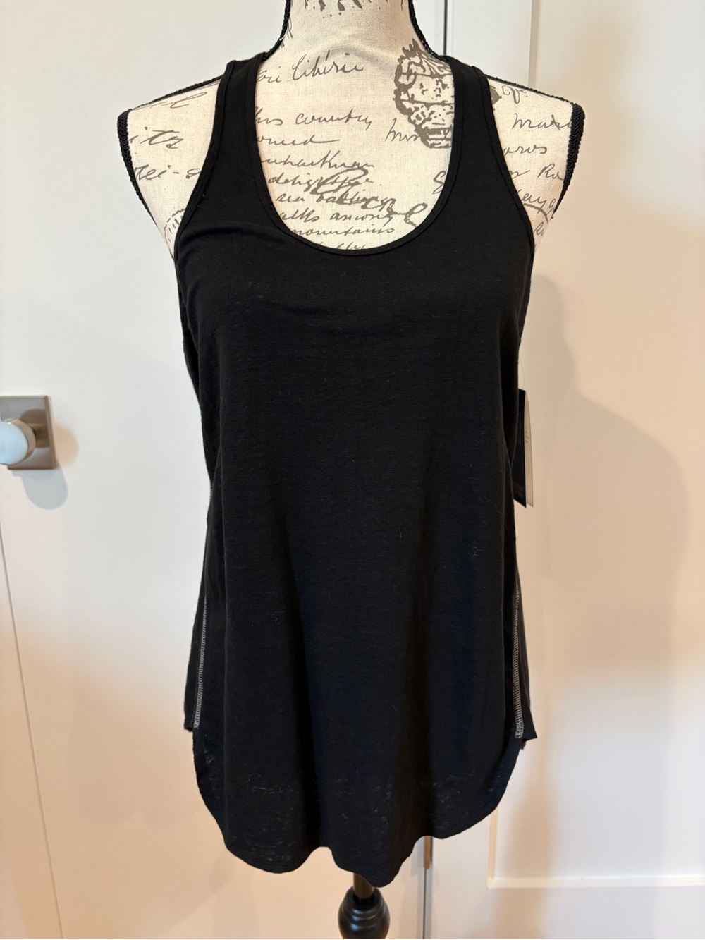 Eileen Fisher Women's Black Organic Linen Racerback Tank, Size S, New With Tags